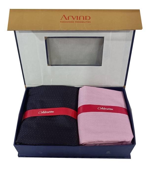 Arvind Unstitched Cotton Blend Shirt & Trouser Fabric Solid-09