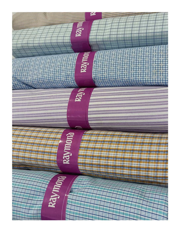 Raymond  Unstitched Pure Cotton Shirt Fabric Checkered