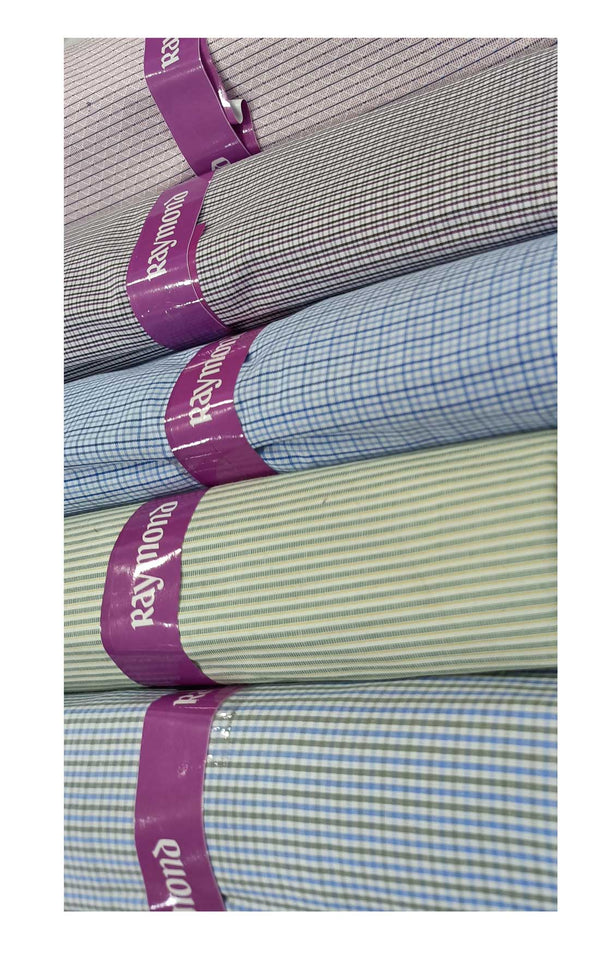 Raymond  Unstitched Pure Cotton Shirt Fabric Checkered
