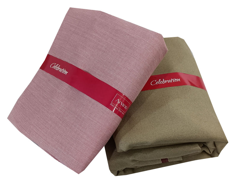 Arvind Unstitched Cotton Blend Shirt & Trouser Fabric Solid-011