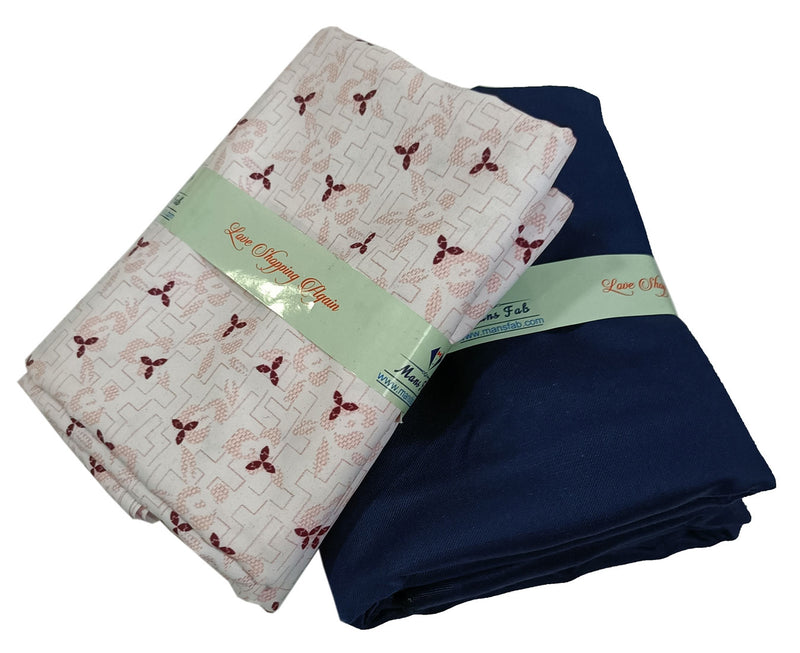 Mansfab Unstitched Cotton Blend Shirt & Trouser Fabric Printed-082