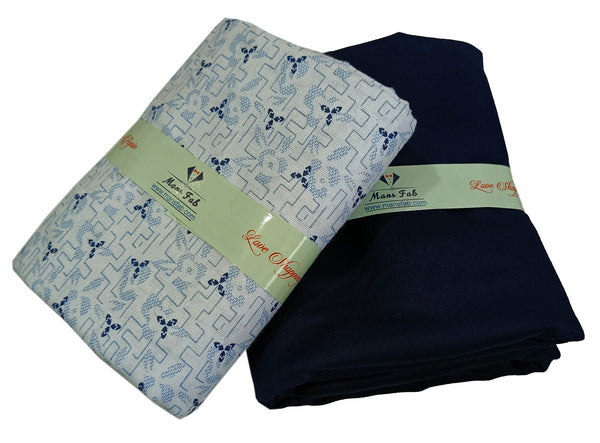 Mansfab Unstitched Cotton Blend Shirt & Trouser Fabric Printed-083
