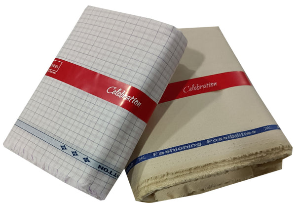 Arvind  Unstitched Cotton Blend Shirt & Trouser Fabric Checkered