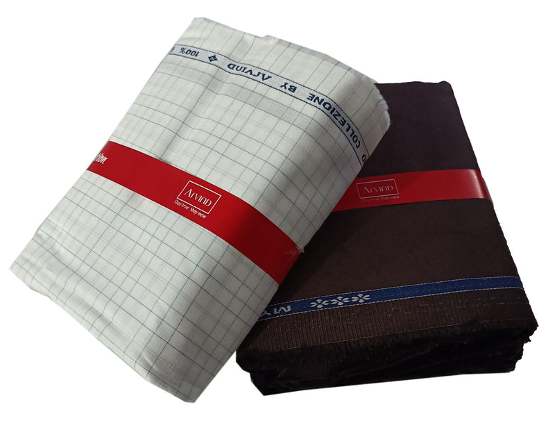 Arvind  Unstitched Cotton Blend Shirt & Trouser Fabric Checkered
