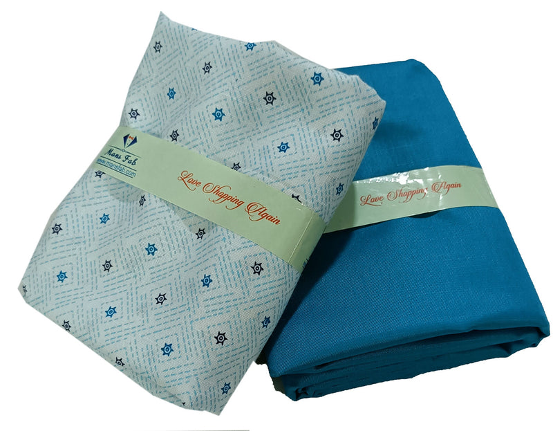 Mansfab  Unstitched Cotton Blend Shirt & Trouser Fabric Printed