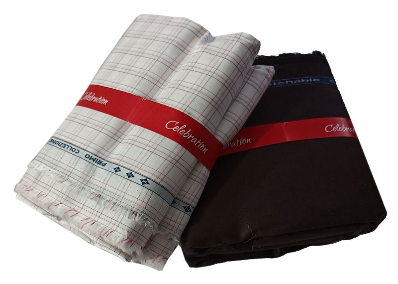 Arvind  Unstitched Cotton Blend Shirt & Trouser Fabric Checkered