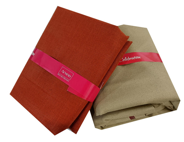 Arvind Unstitched Cotton Blend Shirt & Trouser Fabric Solid-036