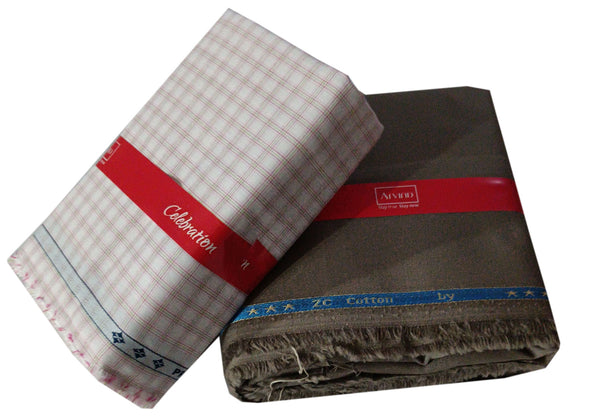 Arvind  Unstitched Cotton Blend Shirt & Trouser Fabric Checkered