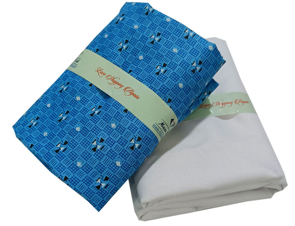 Mansfab  Unstitched Cotton Blend Shirt & Trouser Fabric Printed