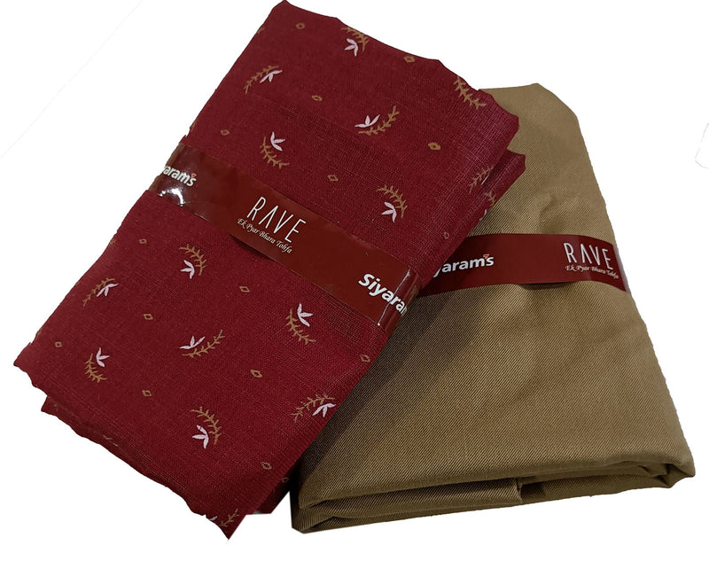 Siyaram Cotton Printed Shirt & Trouser Fabric  (Unstitched)-056