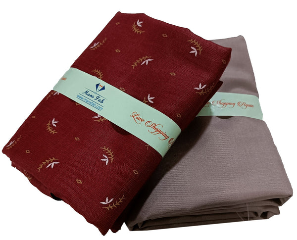 Mansfab  Unstitched Cotton Blend Shirt & Trouser Fabric Printed