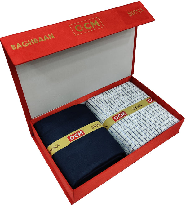 OCM Men's Cotton Shirt & Poly Viscose Trouser Fabric Combo Unstitched (Free Size) BAGBHAN-3009