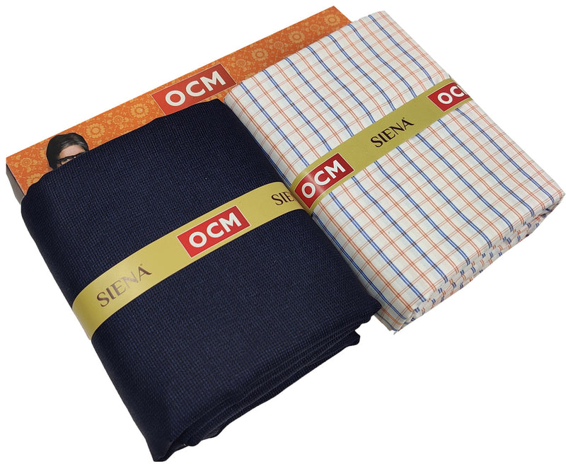 OCM Men's Cotton Shirt & Poly Viscose Trouser Fabric Combo Unstitched (Free Size) TUFAN-1003