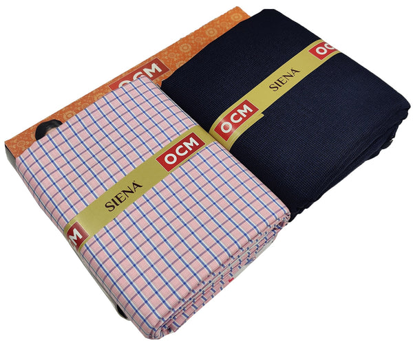 OCM Men's Cotton Shirt & Poly Viscose Trouser Fabric Combo Unstitched (Free Size) TUFAN-1005