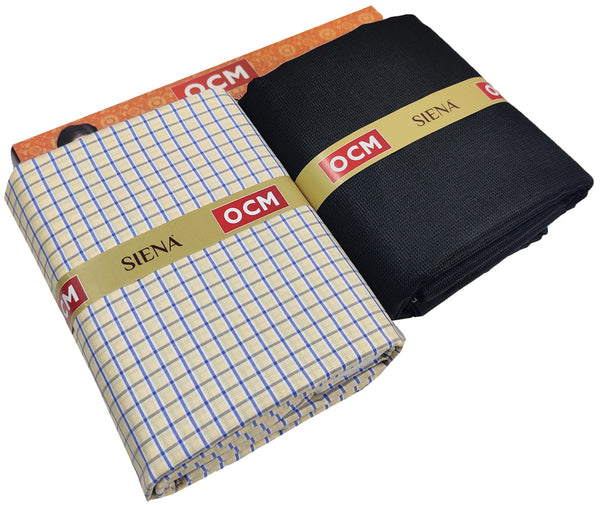 OCM Men's Cotton Shirt & Poly Viscose Trouser Fabric Combo Unstitched (Free Size) TUFAN-1006