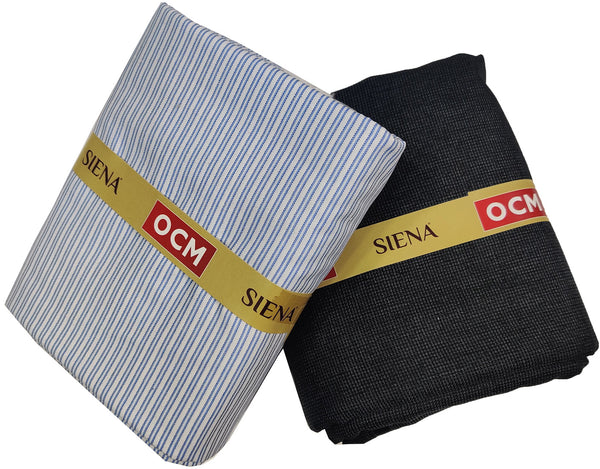 OCM Men's Cotton Shirt & Poly Viscose Trouser Fabric Combo Unstitched (Free Size) TUFAN-1001