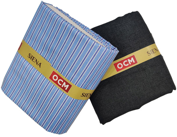 OCM Men's Cotton Shirt & Poly Viscose Trouser Fabric Combo Unstitched (Free Size) TUFAN-1002