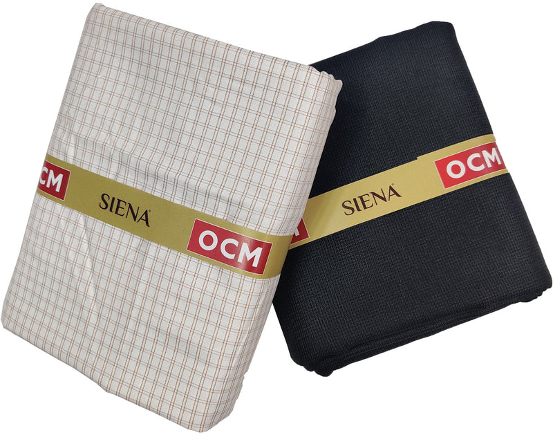 OCM Men's Cotton Shirt & Poly Viscose Trouser Fabric Combo Unstitched (Free Size) TUFAN-1004
