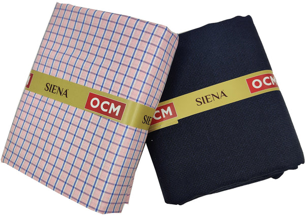 OCM Men's Cotton Shirt & Poly Viscose Trouser Fabric Combo Unstitched (Free Size) TUFAN-1006