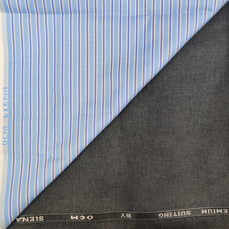 OCM Men's Cotton Shirt & Poly Viscose Trouser Fabric Combo Unstitched (Free Size) TUFAN-1002