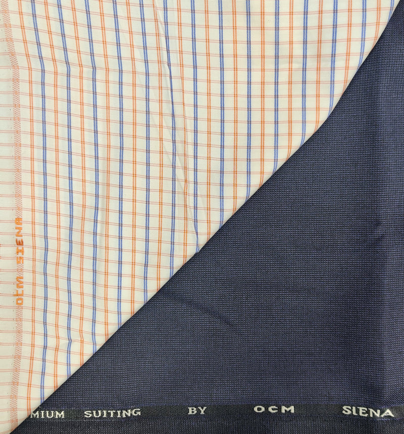 OCM Men's Cotton Shirt & Poly Viscose Trouser Fabric Combo Unstitched (Free Size) TUFAN-1003