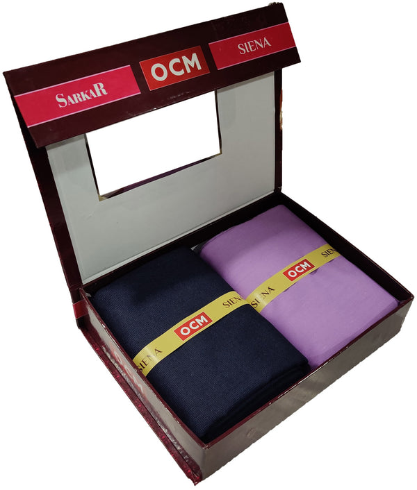 OCM Men's Cotton Shirt & Poly Viscose Trouser Fabric Combo Unstitched (Free Size) OCMSARKAR-0002
