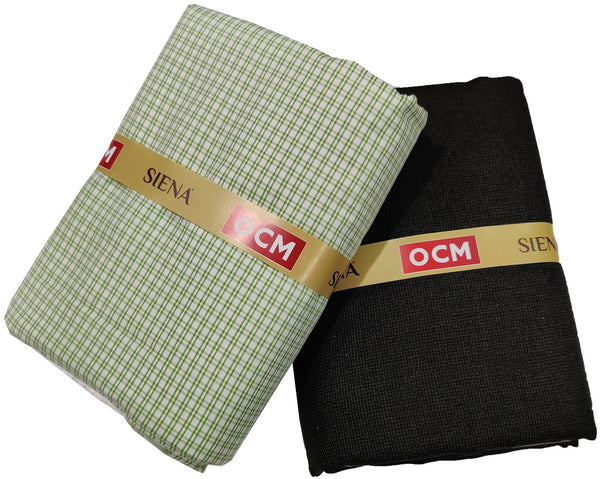 OCM Men's Cotton Shirt & Poly Viscose Trouser Fabric Combo Unstitched (Free Size) OCMSARKAR-0005
