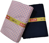 OCM Men's Cotton Shirt & Poly Viscose Trouser Fabric Combo Unstitched (Free Size) OCMSARKAR-0008