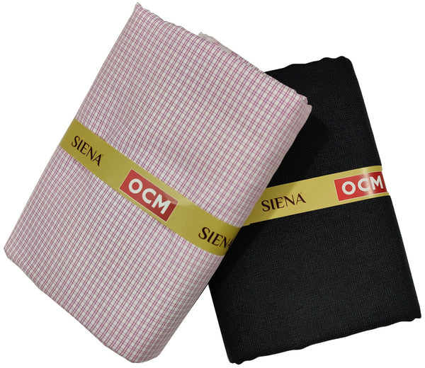 OCM Men's Cotton Shirt & Poly Viscose Trouser Fabric Combo Unstitched (Free Size) OCMSARKAR-0009