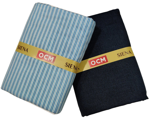 OCM Men's Cotton Shirt & Poly Viscose Trouser Fabric Combo Unstitched (Free Size) OCMSARKAR-0010