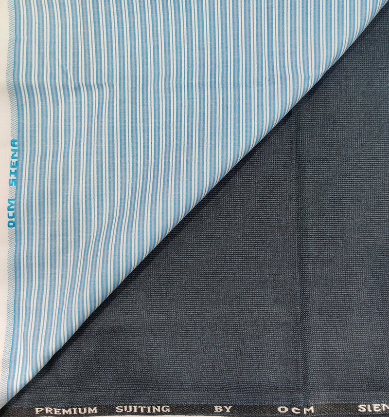 OCM Men's Cotton Shirt & Poly Viscose Trouser Fabric Combo Unstitched (Free Size) OCMSARKAR-0010
