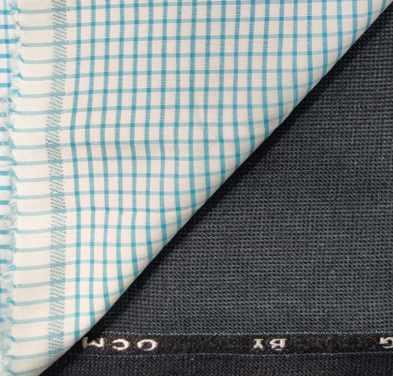 OCM Men's Cotton Shirt & Poly Viscose Trouser Fabric Combo Unstitched (Free Size) OCMSARKAR-0011