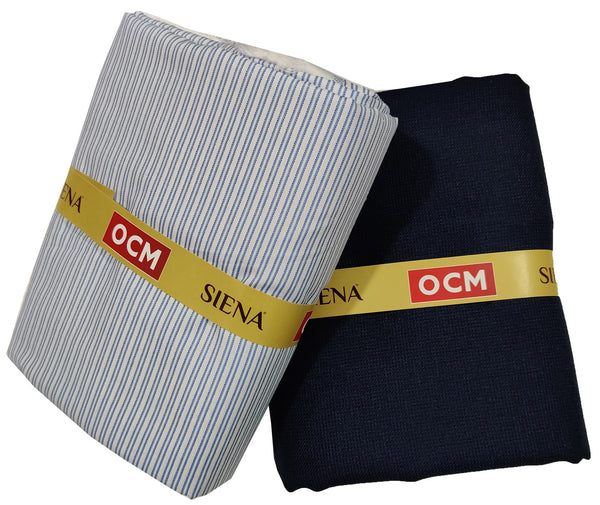 OCM Men's Cotton Shirt & Poly Viscose Trouser Fabric Combo Unstitched (Free Size) OCMSARKAR-0012