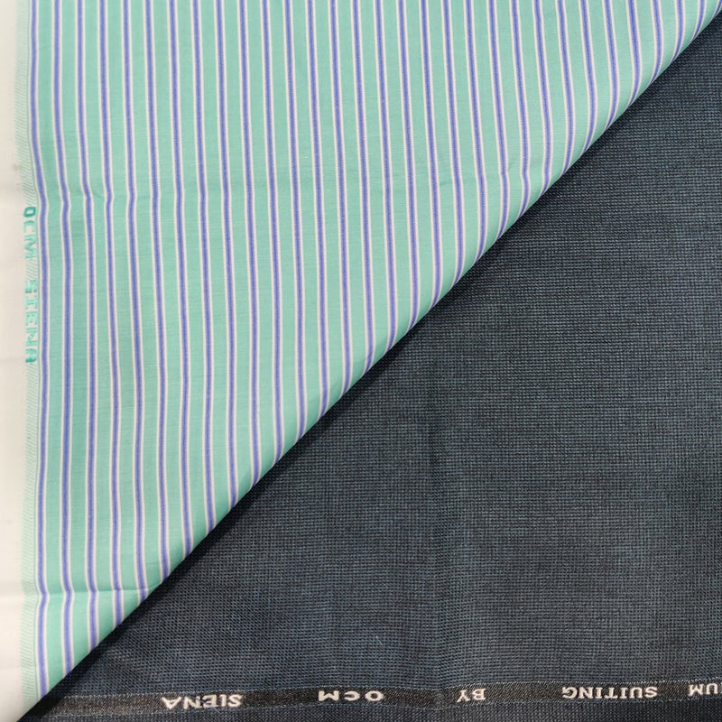OCM Men's Cotton Shirt & Poly Viscose Trouser Fabric Combo Unstitched (Free Size) OCMSARKAR-0018