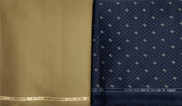 Raymond  Poly Viscose Printed Shirt & Trouser Fabric  (Unstitched) - 0564