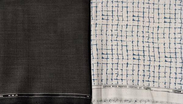Raymond Poly Viscose Checkered Printed Shirt & Trouser Fabric  (Unstitched)