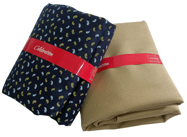 Arvind Unstitched Cotton Blend Shirt & Trouser Fabric Printed-049