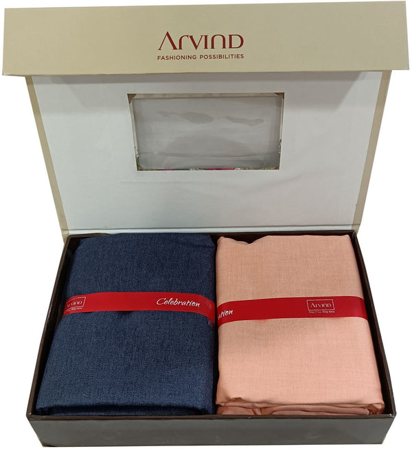 Arvind Cotton Blend Striped Shirt & Trouser Fabric