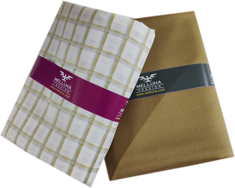 Mansfab Cotton Blend Self Design Shirt & Trouser Fabric