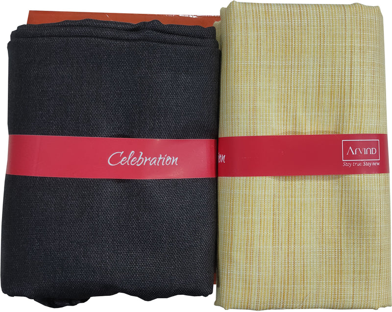 Arvind Cotton Blend Self Design Shirt & TrouserFabric