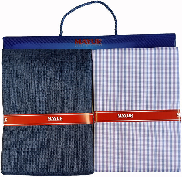 MAYUR Cotton Blend Checkered, Self Design Shirt & Trouser Fabric
