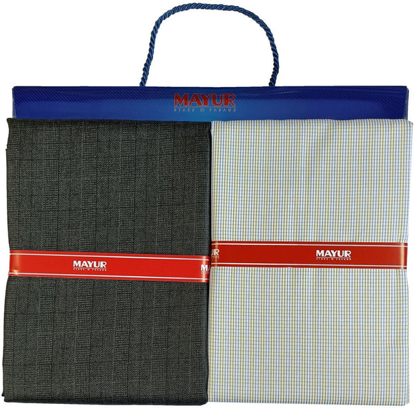 MAYUR Cotton Blend Self Design Shirt & Trouser Fabric