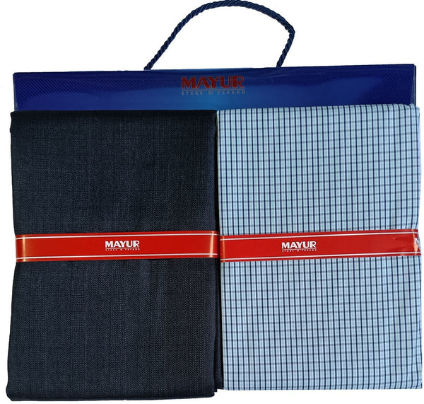 MAYUR Cotton Blend Checkered, Self Design Shirt & Trouser Fabric