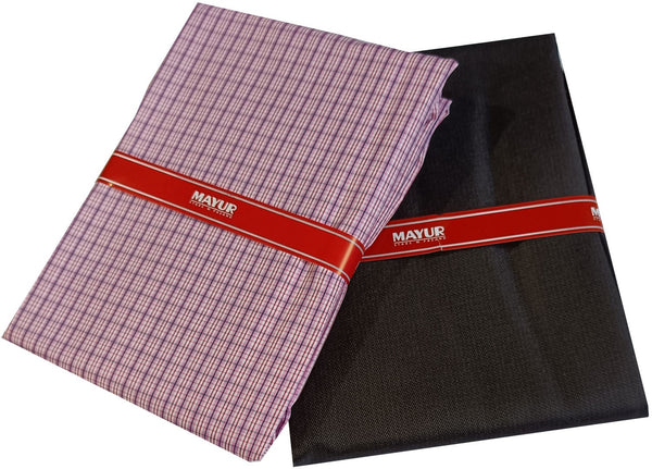 MAYUR Cotton Blend Solid, Checkered Shirt & Trouser Fabric