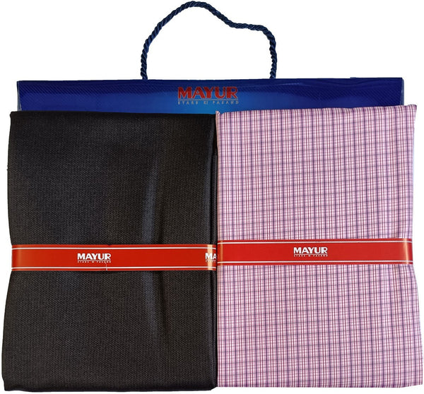 MAYUR Cotton Blend Solid, Checkered Shirt & Trouser Fabric