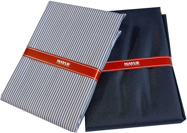 MAYUR Cotton Blend Solid, Striped Shirt & Trouser Fabric