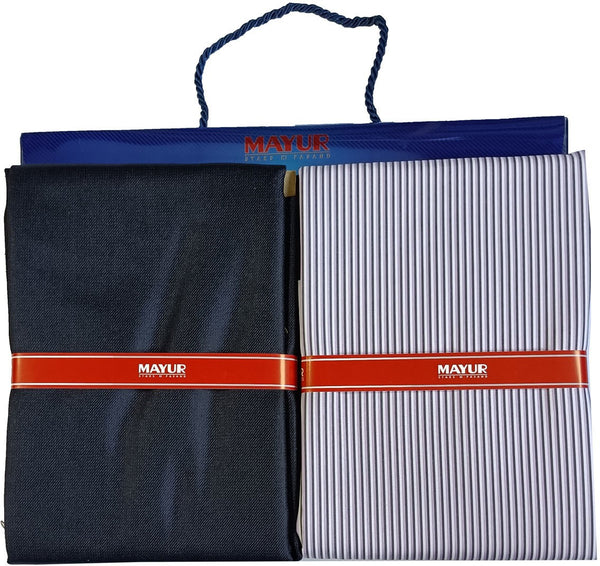 MAYUR Cotton Blend Solid, Striped Shirt & Trouser Fabric