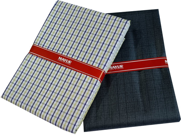 MAYUR Cotton Blend Solid, Self Design Shirt & Trouser Fabric
