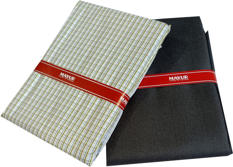 MAYUR Cotton Blend Self Design, Striped Shirt & Trouser Fabric
