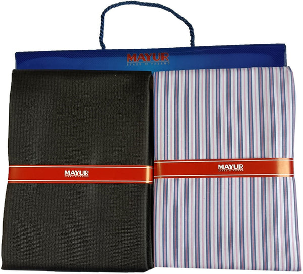 MAYUR Cotton Blend Self Design Shirt & Trouser Fabric